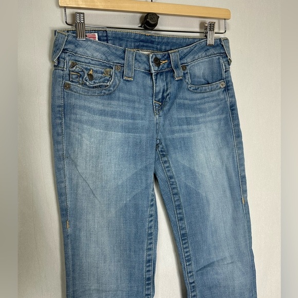 True Religion Becky Bootcut Jeans Light Wash Mermaid Patch Made in USA Size 27 - Picture 3 of 6
